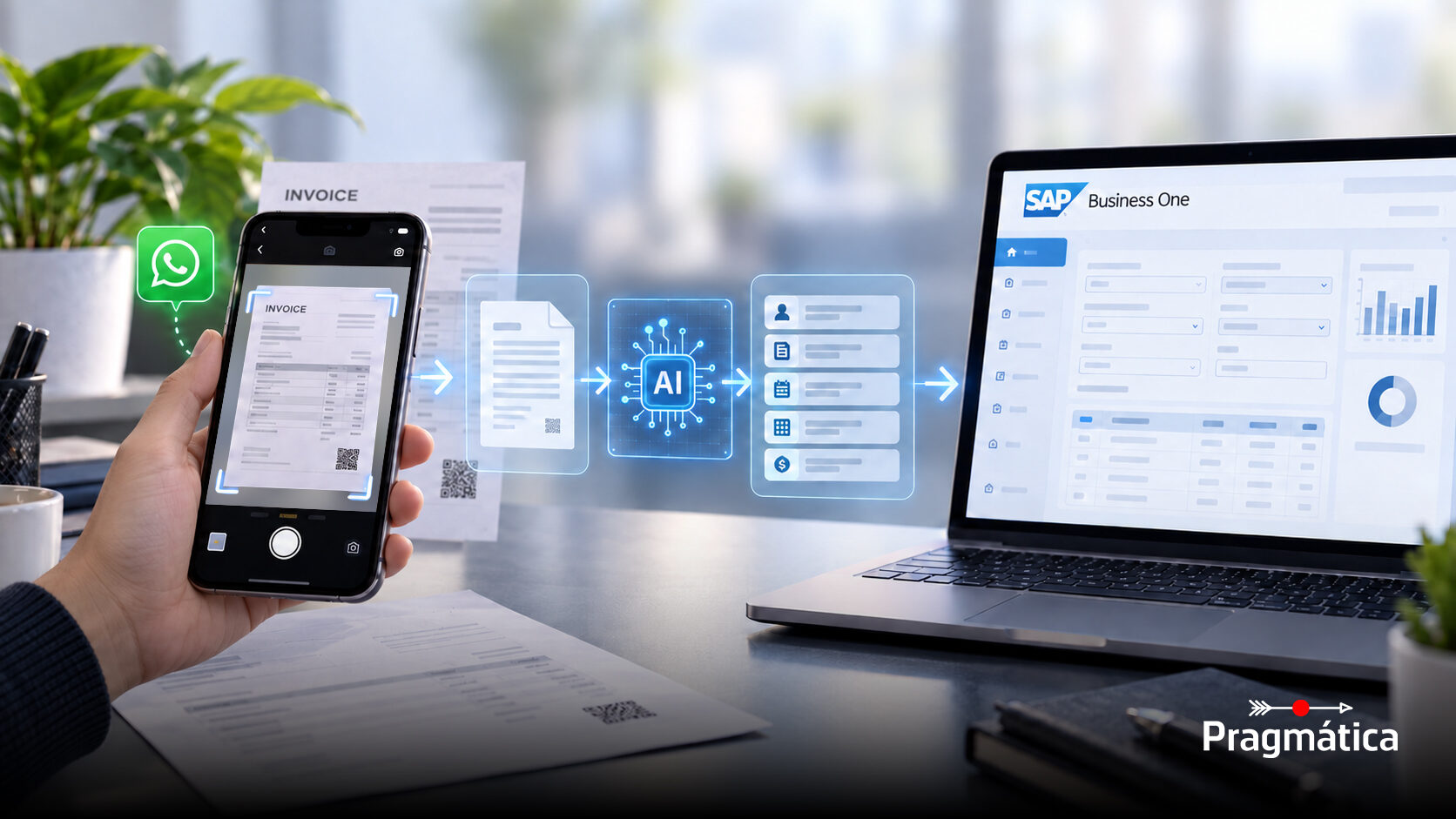 Flujo de automatización de facturas conectado con SAP Business One